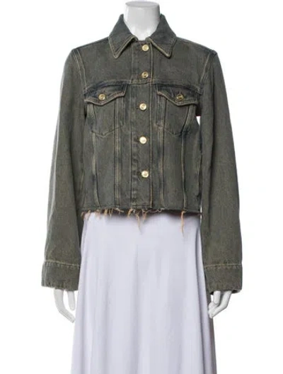 Pre-owned Ganni Denim Jacket In Green