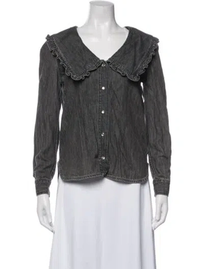Pre-owned Ganni Denim Jacket In Grey