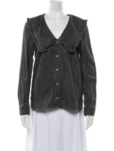 Pre-owned Ganni Denim Jacket In Grey