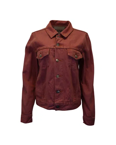 Ganni Denim Jacket In Pink Cotton