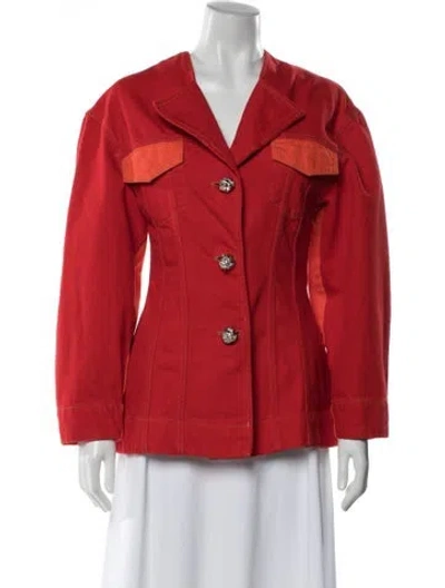 Pre-owned Ganni Denim Jacket In Red