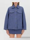 Ganni Denim Jacket Striped Chest Pockets