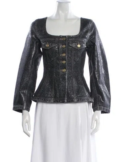 Pre-owned Ganni Denim Jacket W/ Tags In Gray