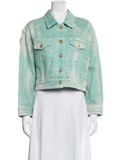 Pre-owned Ganni Denim Jacket W/ Tags In Green