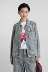 Ganni Denim Jackets In Blue Cotton In Blue