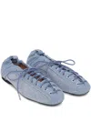 Ganni Crystal-embellished Denim Lace-up Ballerinas In Blue