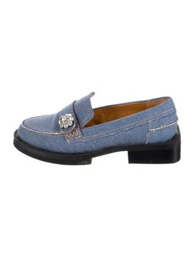Pre-owned Ganni Denim Loafers In Blue