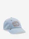 Ganni Logo-embroidered Denim Cap In Denim Light Blue