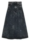 Ganni Denim Long Skirt In Black