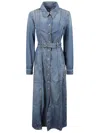 Ganni Denim Maxi Dress With Button-down Front
