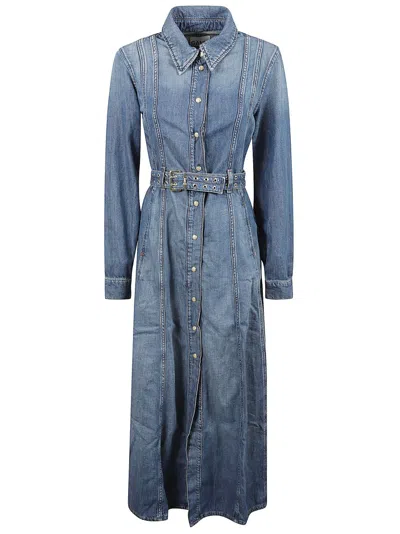 Ganni Denim Maxi Dress With Button-down Front
