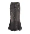 Ganni Black Tint Edge Denim Long Skirt In Black