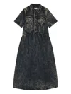 Ganni Light Denim Long Dress Black Washed In Black