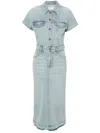 Ganni Stretch Denim Midi Dress In Blue