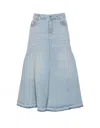 Ganni Pleated Denim Midi Skirt In Blue