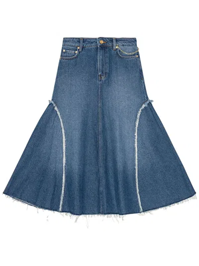 Ganni Midi Blue Jeans Skirt