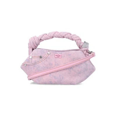 Ganni Denim Mini Bou Bag In Pink