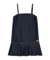 Ganni Dark Blue Denim Mini Dress In Black