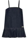 Ganni Dark Blue Denim Mini Dress In Blue