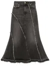 Ganni Black Tint Edge Denim Long Skirt In Schwarz