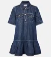 Ganni Crinkled Future Denim Mini Dress In Blue