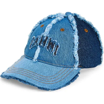 Ganni Denim Patchwork Cap In Blue