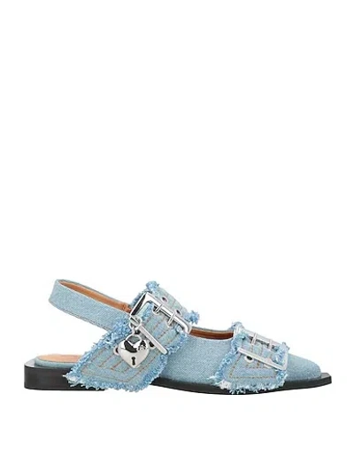 Ganni Denim Pointed-toe Flats In Blue