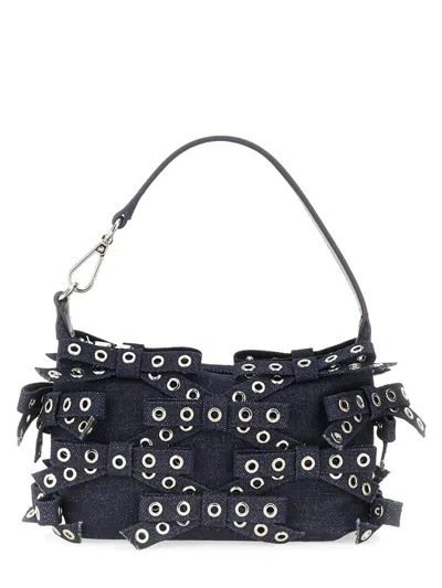 Ganni Women Denim Pouch Bag In Blue