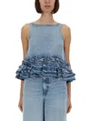 Ganni Ruffle Strap Back Sleeveless Top