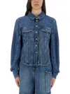 Ganni Classic Blue Denim Shirt With Cropped Silhouette