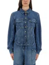 Ganni Classic Blue Denim Shirt With Cropped Silhouette
