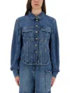 Ganni Classic Blue Denim Shirt With Cropped Silhouette