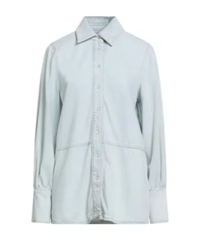 Ganni Denim Shirts In White