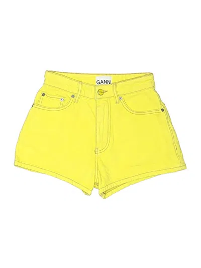 Pre-owned Ganni Denim Shorts In Yellow