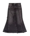 Ganni Black Tint Edge Denim Long Skirt In Black