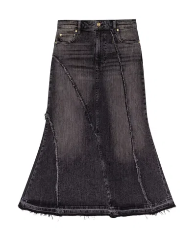 GANNI GANNI FRAYED DENIM MIDI SKIRT