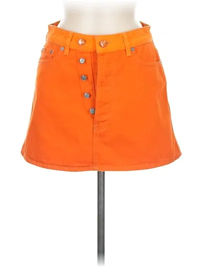 Pre-owned Ganni Denim Skirt In Orange