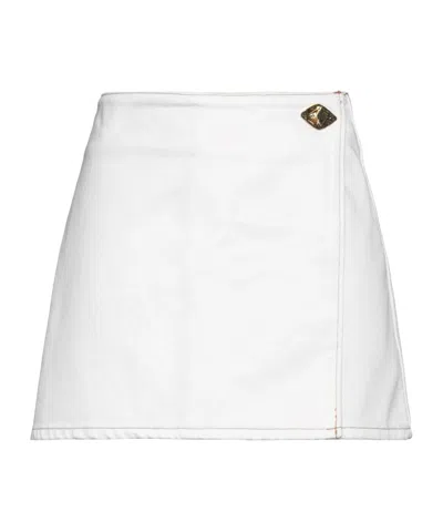 Ganni Woman Denim Skirt White Size 14 Cotton