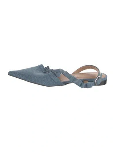Pre-owned Ganni Denim Slingback Flats In Blue