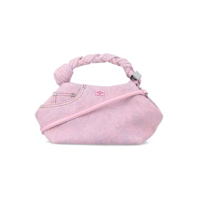 Ganni Denim Small Bou Bag In Pink