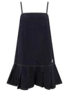 Ganni Dark Blue Denim Mini Dress In Rinse