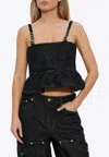 Ganni Women Fluffy Denim Strap Top In Black