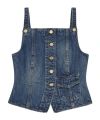 Ganni Blue Heavy Washed Denim Tank Top In Blue