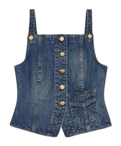 GANNI GANNI HEAVY WASHED DENIM TOP