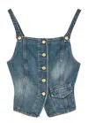 Ganni Blue Heavy Washed Denim Tank Top In Denim