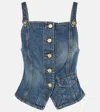 Ganni Blue Heavy Washed Denim Tank Top In Blue