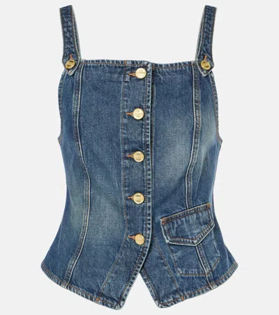 Ganni Denim Top In Blue