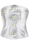 Ganni Bustier Top In Foil Denim In Gray