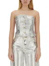 Ganni Woman Top Silver Size 6 Organic Cotton In White