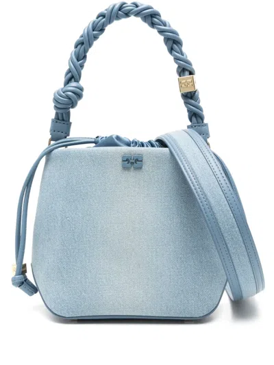 Ganni Denim Tote Bag In 928 Faded Denim Blue